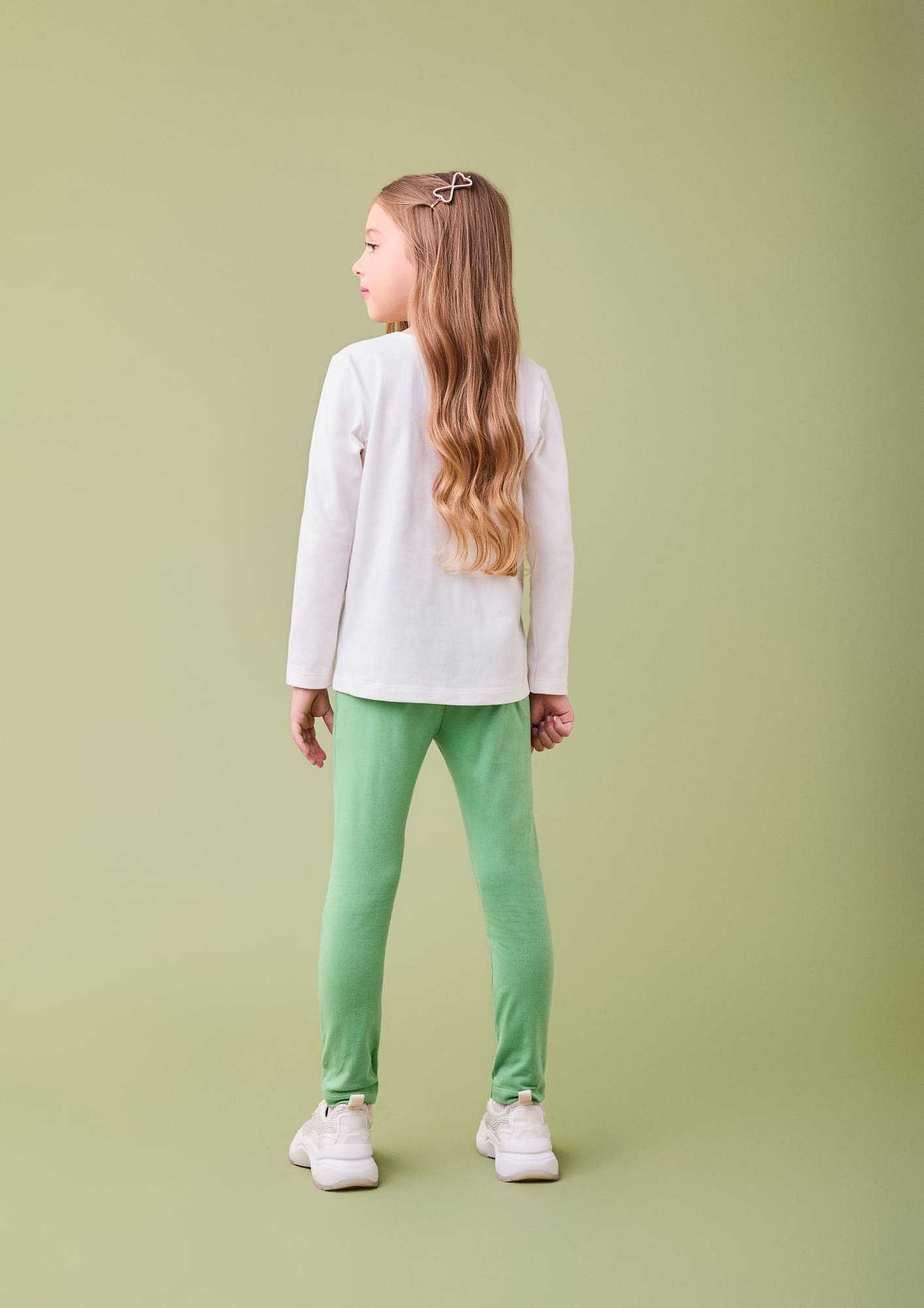 Conjunto Infantil Momi Inverno com Calça Verde e Blusa Manga Longa Branca Borboletas