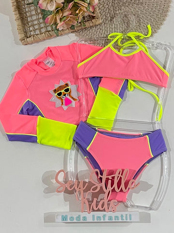 Biquíni Infantil Siri Kids Cropped Manga Longa Kamili Pop 43102