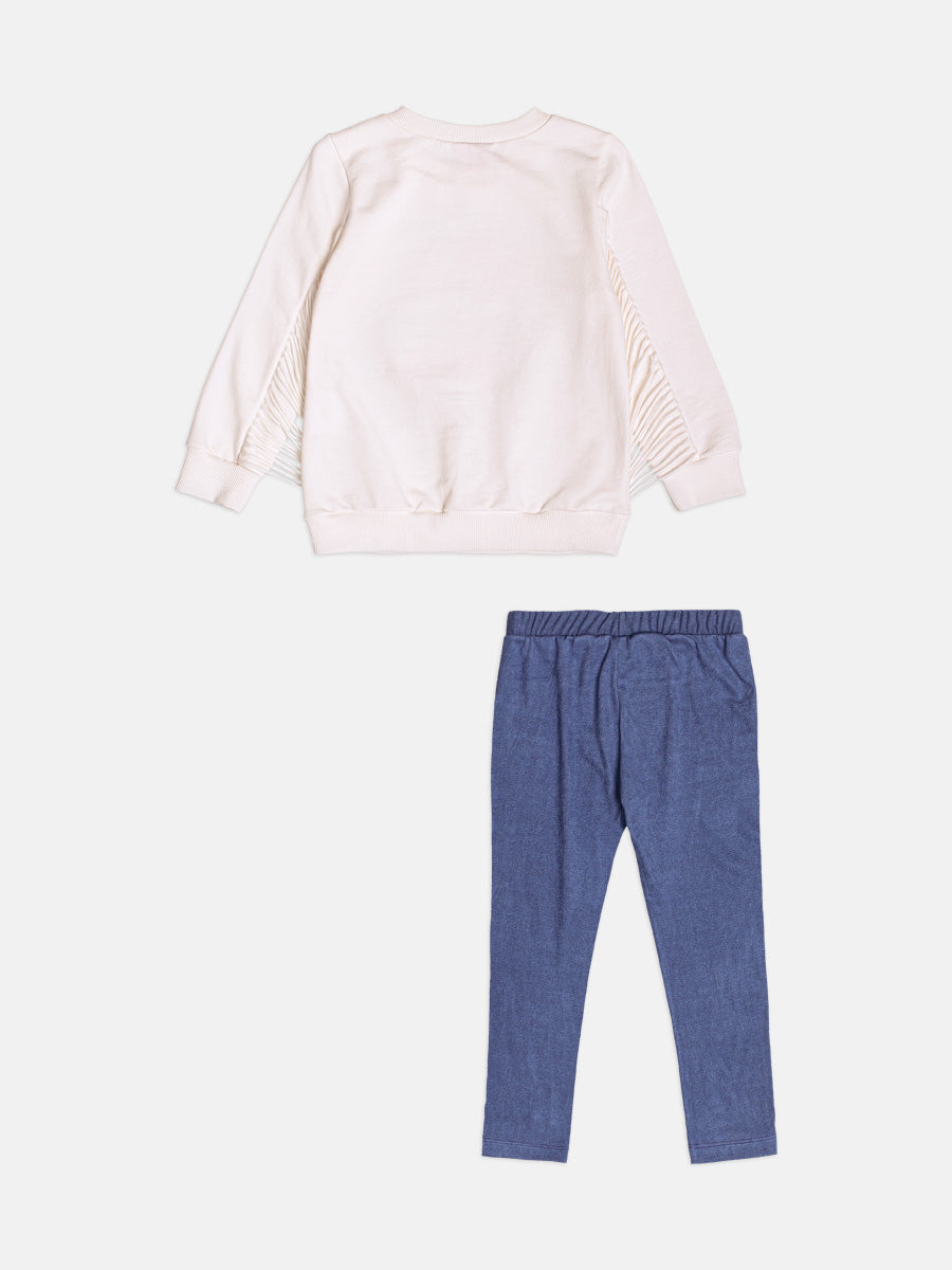 Conjunto Infantil Momi Inverno com Calça Legging Azul e Moletom sem Flanela Fabulous
