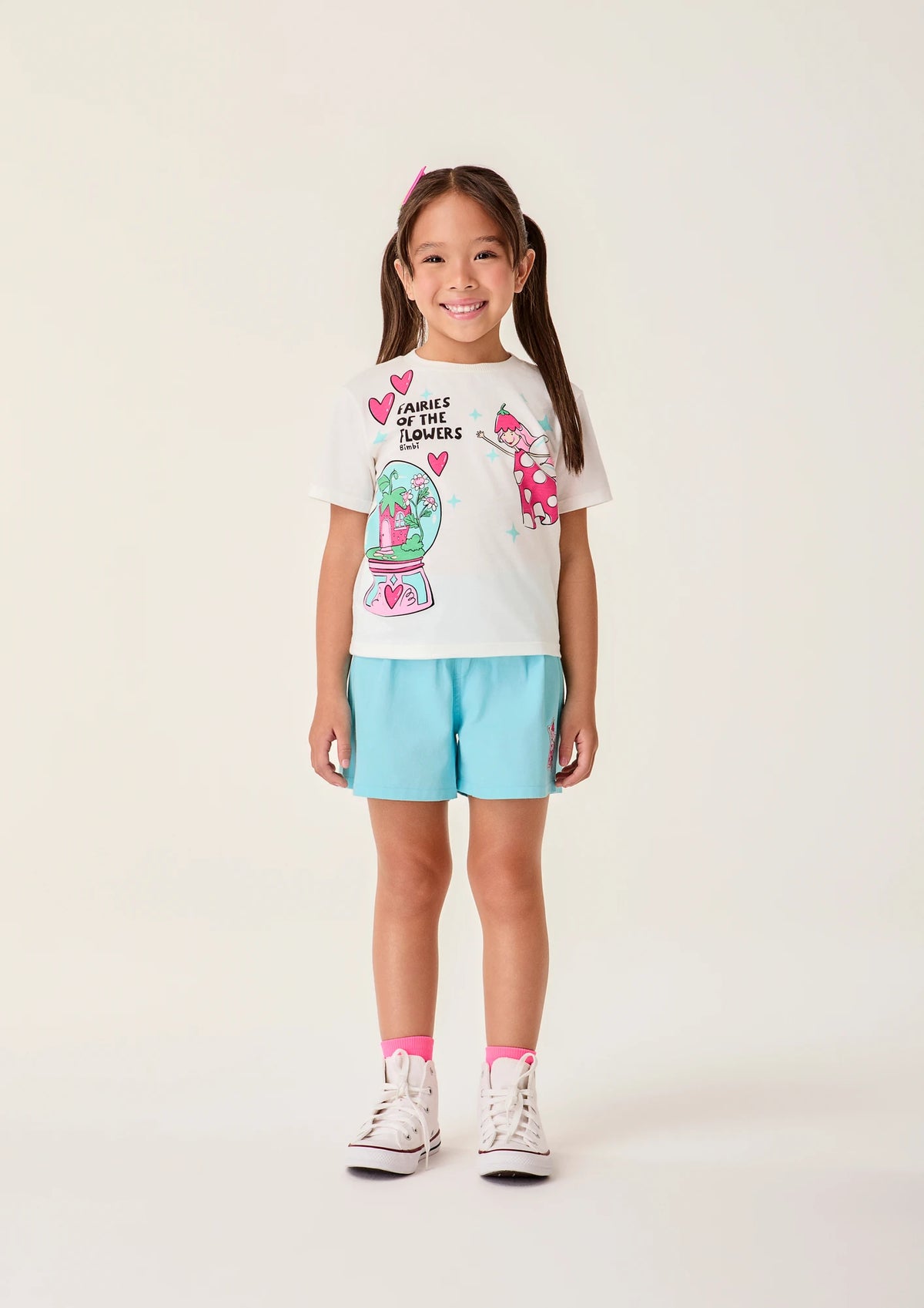 Conjunto Infantil Menina Bimbi Shorts Azul e Blusa Fadinha