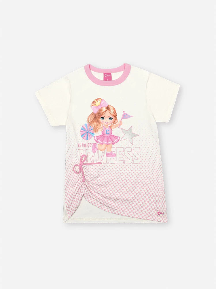 Conjunto Infantil Cinti Verão com Calça Legging Cinza Holografico e Blusa Lider de Torcida