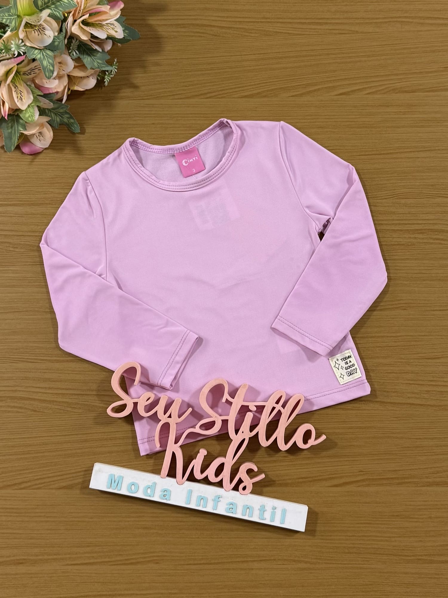 Blusa Infantil Cinti Inverno Manga Longa Térmica Lilás