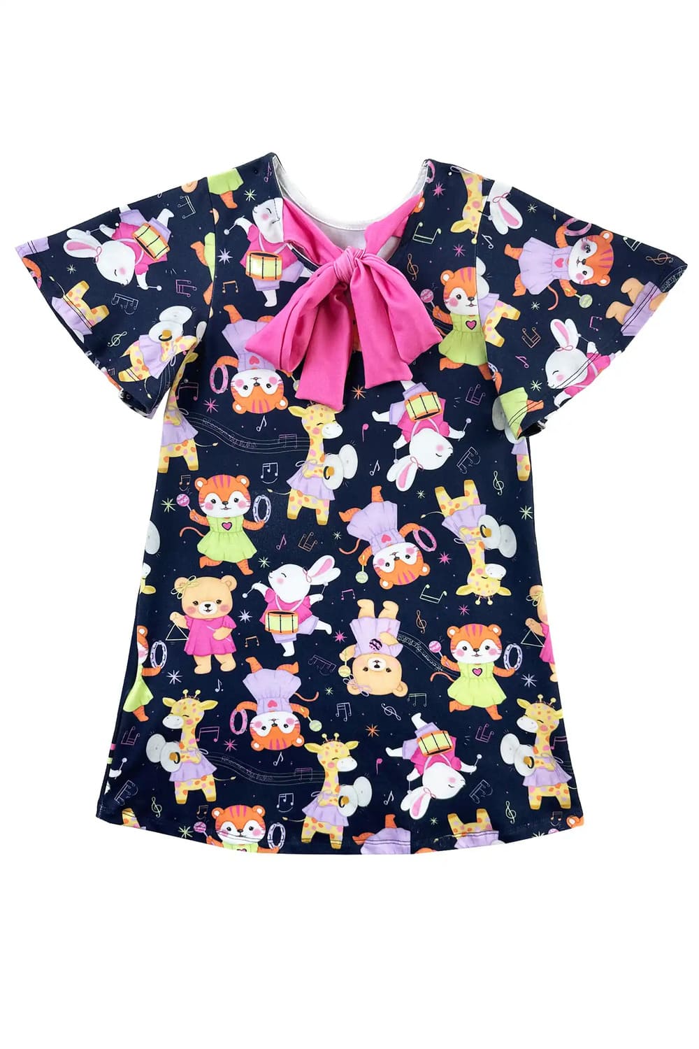 Vestido Infantil Kukie Alecrim Verão Azul Girafinha Musical