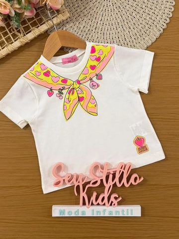Blusa Infantil Menina Momi Branca Lacinho