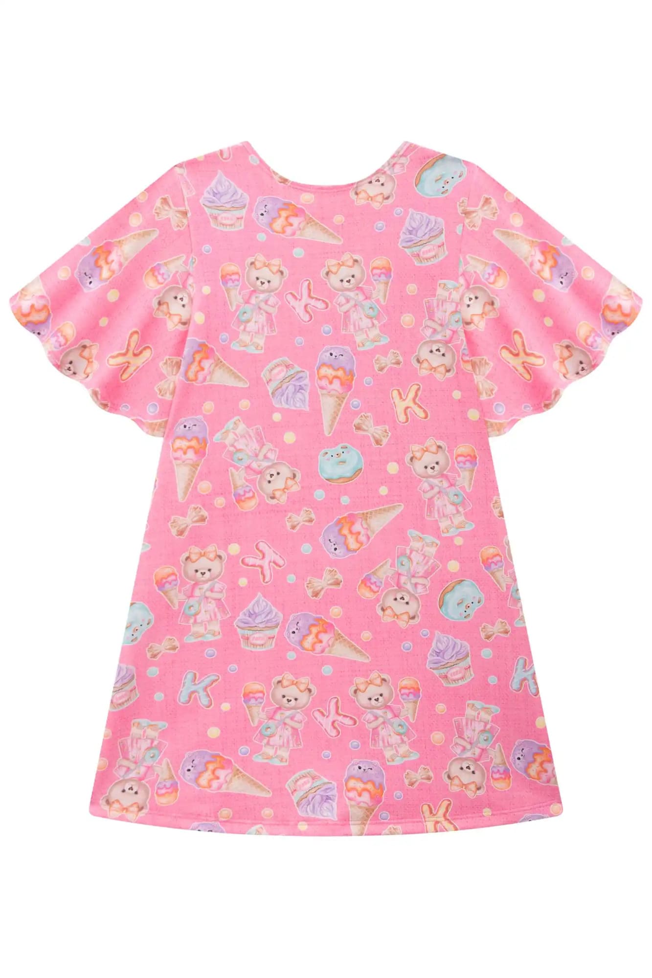 Vestido Infantil Kukiê Rosa Ursinha com Bolsinha
