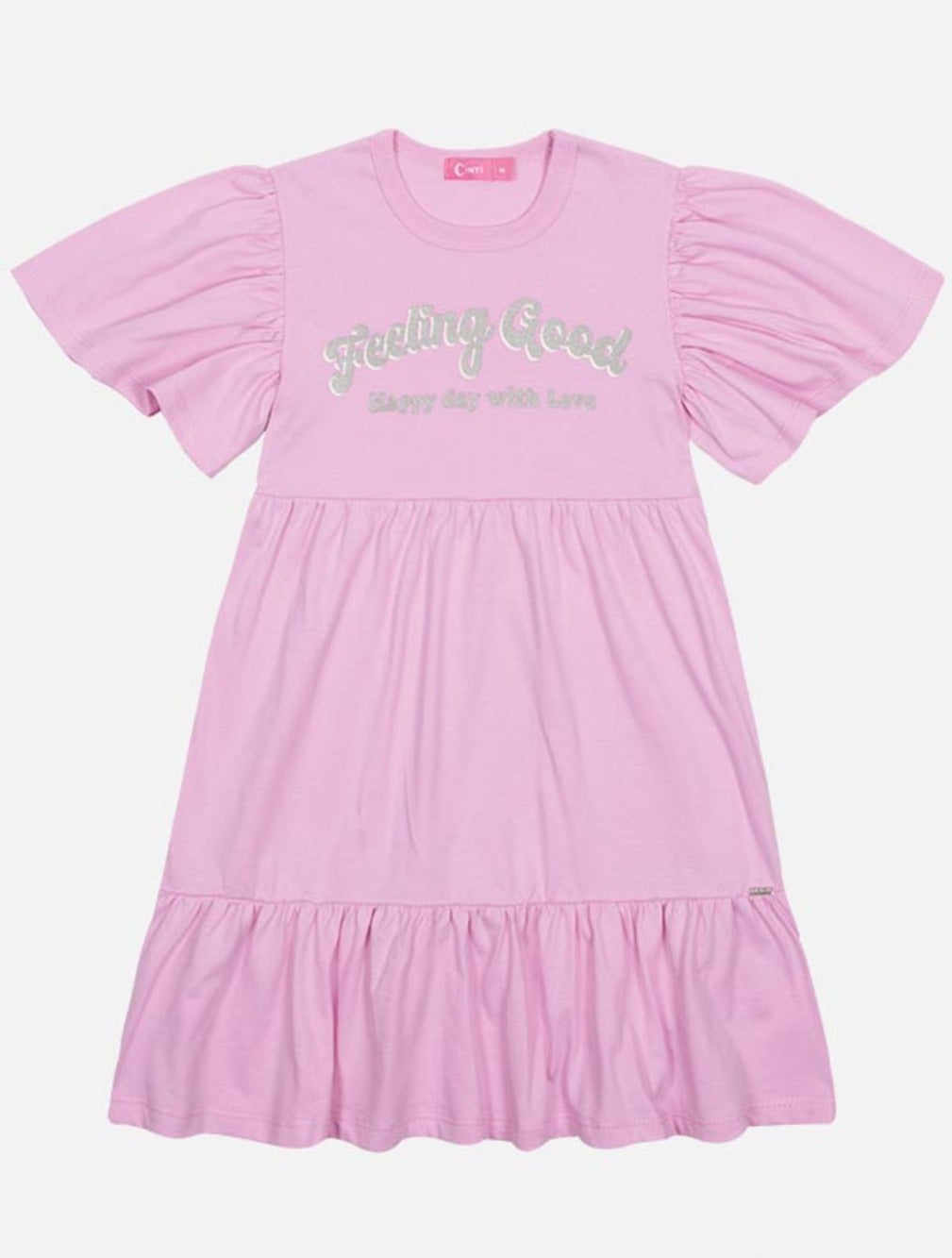 Vestido Infantil Cinti Verão Lilás com Bolsinha Gatinha