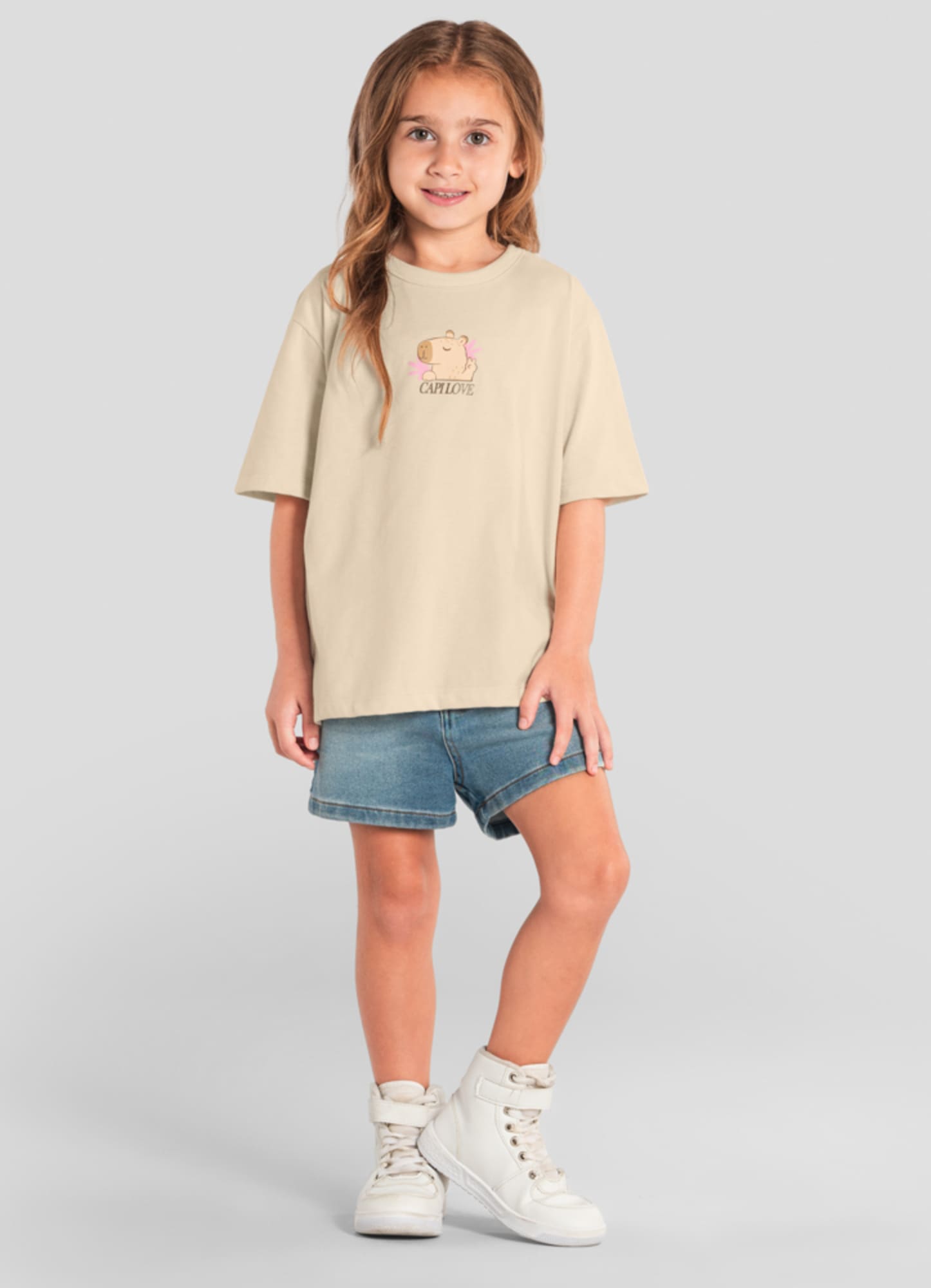 Blusa Infantil Brandili Bege Capivara Love