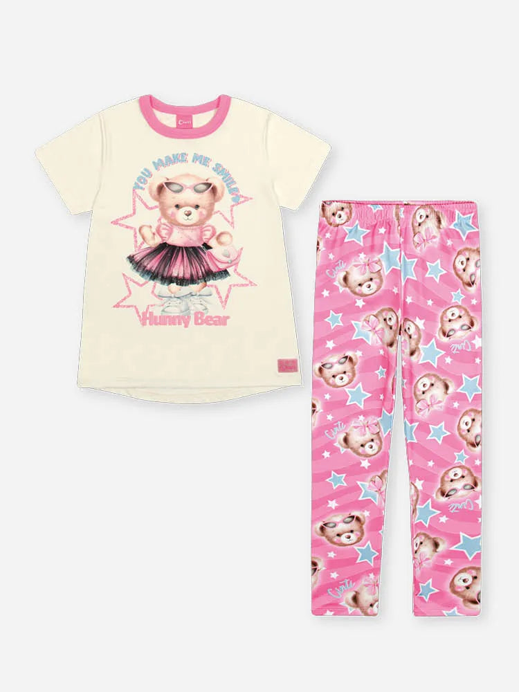 Conjunto Infantil Cinti Inverno Com Calça e Blusa Manga Curta Branca Fashion