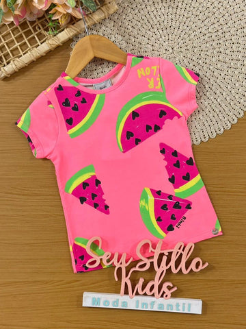 Blusa Infantil Menina Bimbi Rosa Melancia