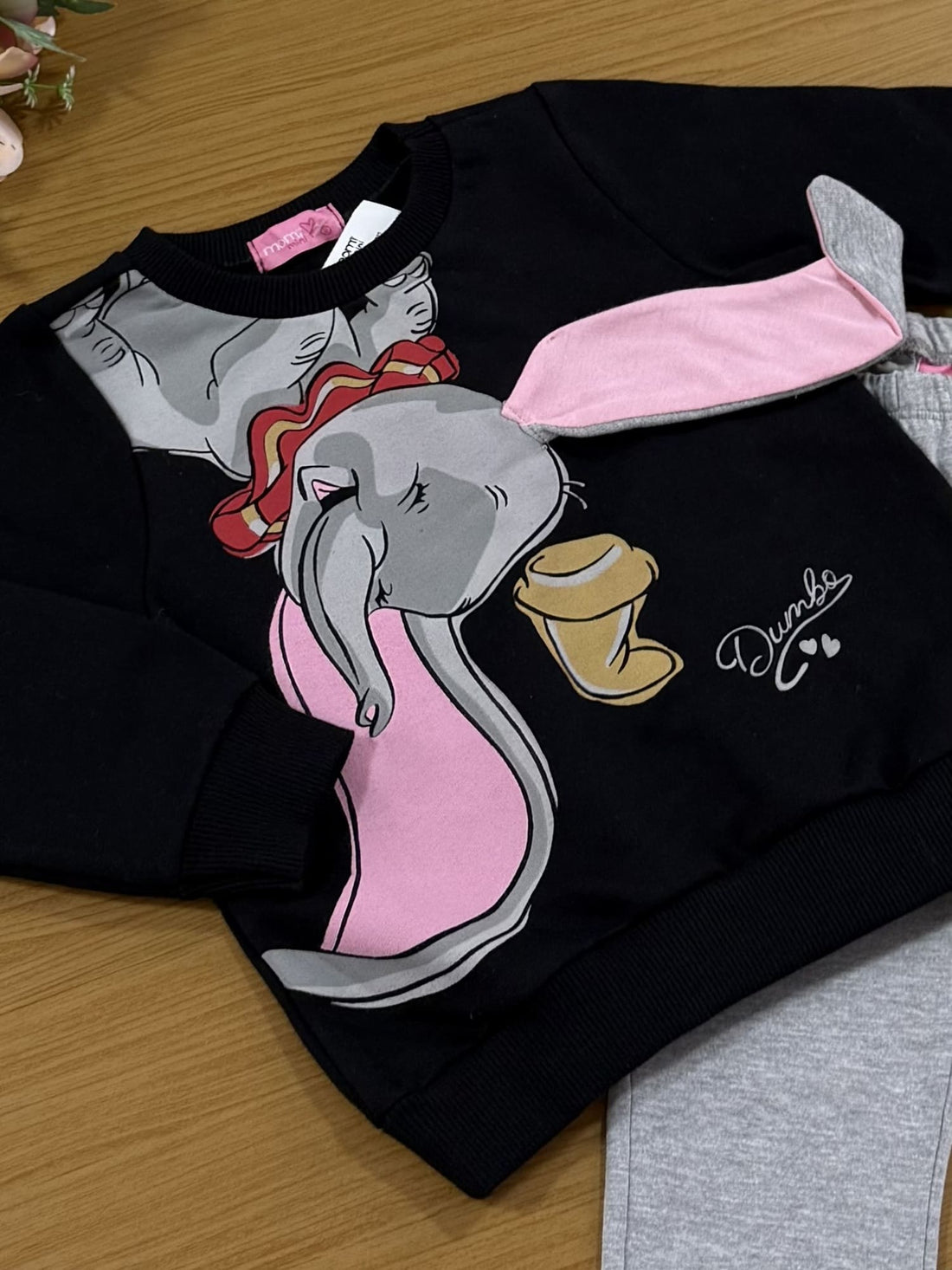 Conjunto Infantil Momi Inverno com Calça e Casaco Preto Dumbo