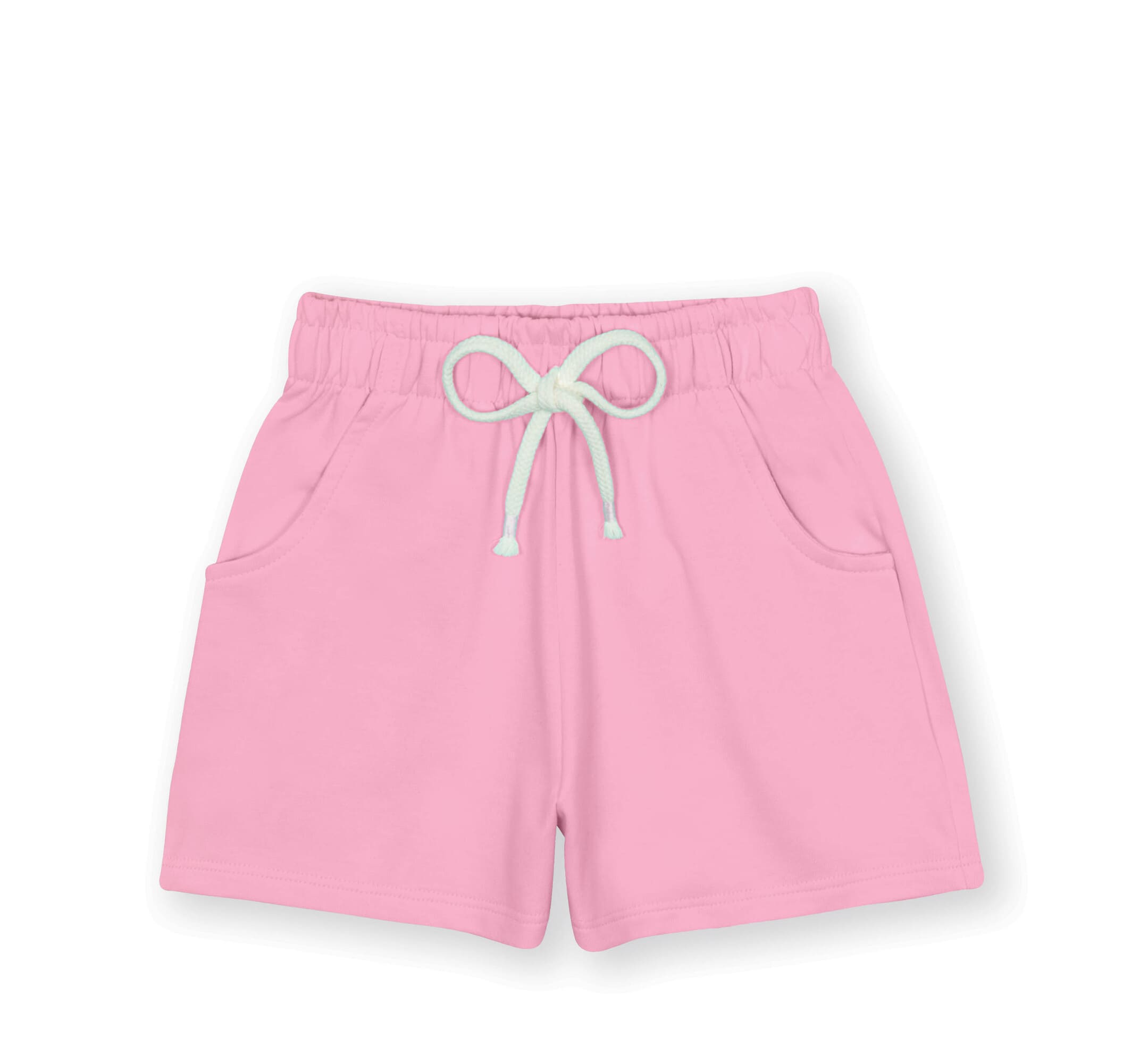 Conjunto Infantil Cinti Verão com Shorts Rosa e Cropped Branco
