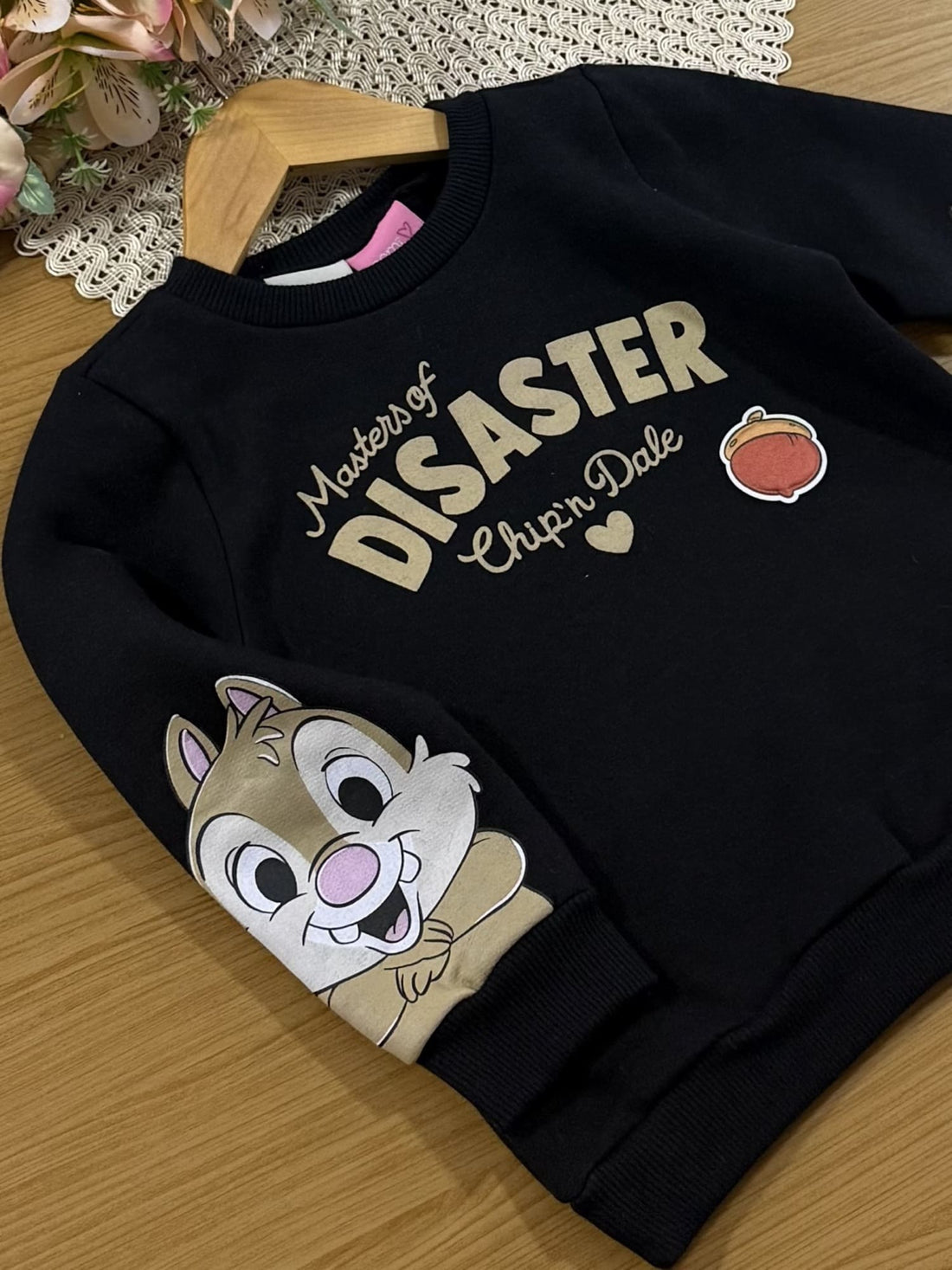 Moletom Infantil Momi Inverno Flanelado Preto Tico e Teco Disney