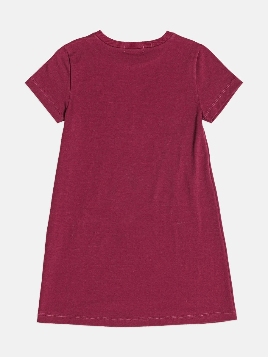 Vestido Infantil Momi Inverno Manga Curta Vinho Ursinha Love