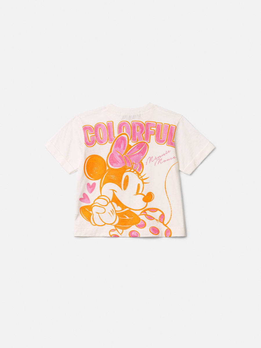 Blusa Infantil Menina Animê Branca Colorful Minnie Disney