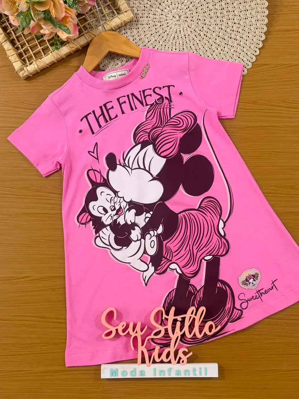 Vestido Infantil Animê Rosa Minnie The Finest Dinsey