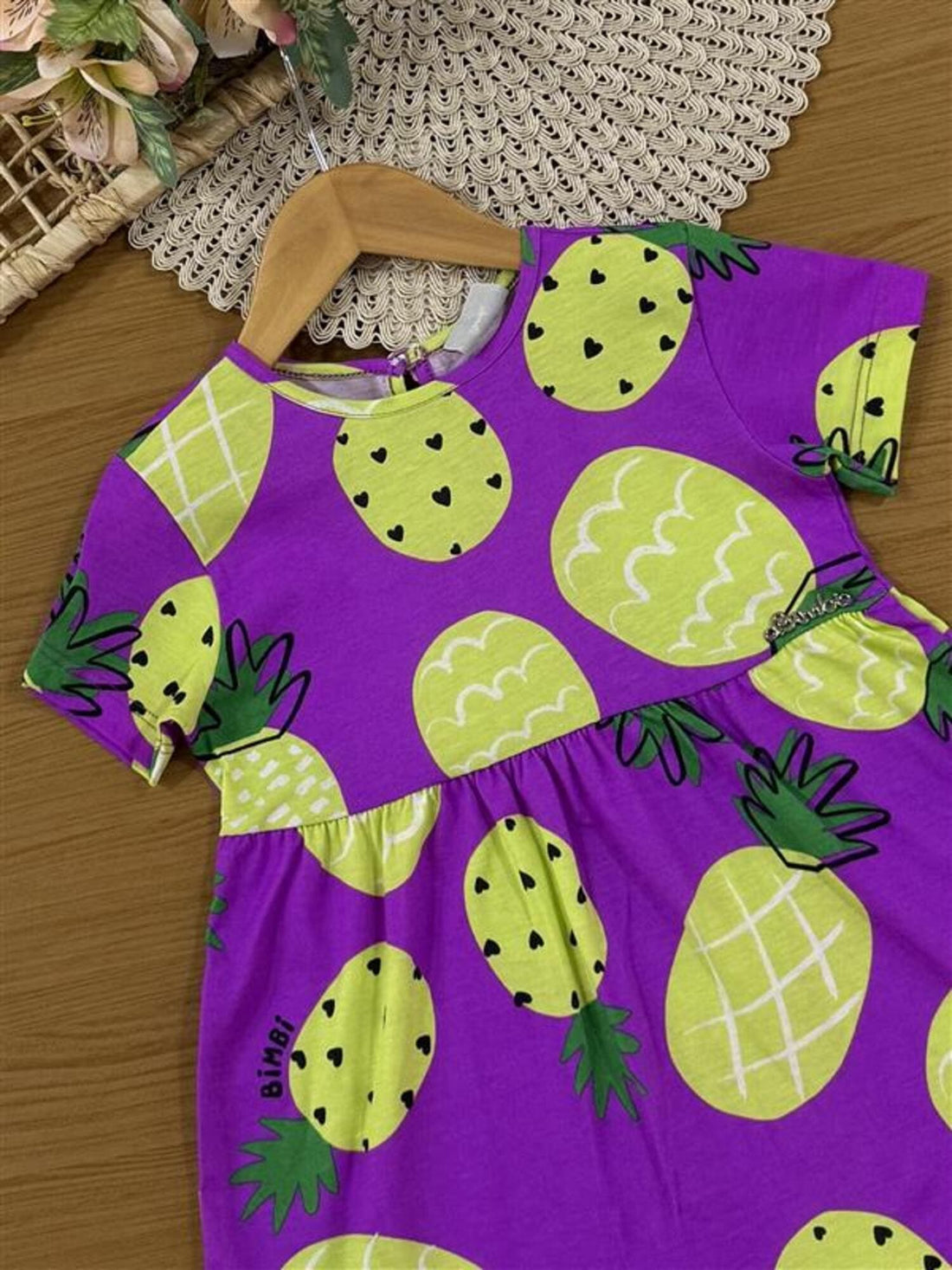 Vestido Infantil Bimbi Verão Roxo Abacaxi