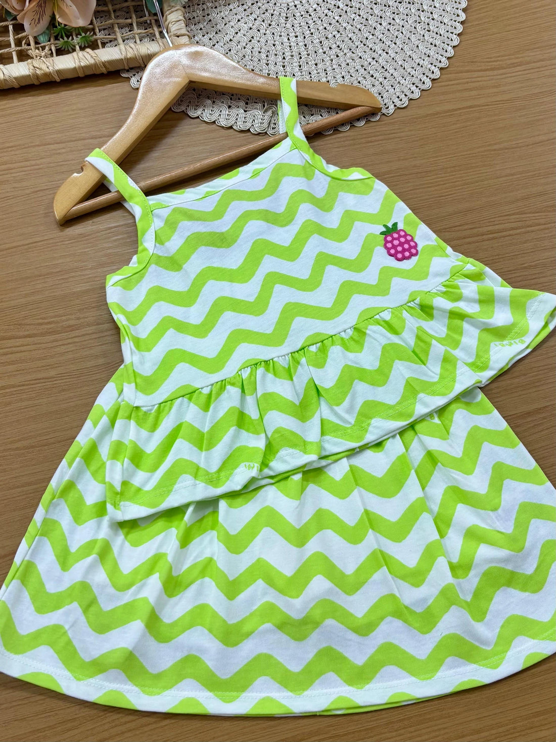 Conjunto Infantil Menina Bimbi com Saia e Blusa Verde Listrada