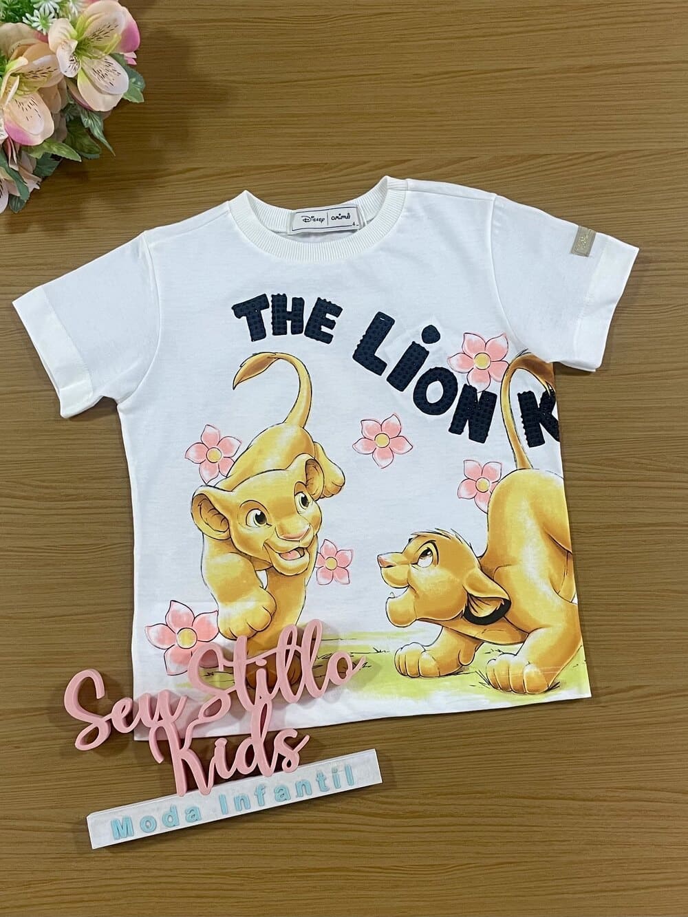 Blusa Infantil Animê Verão Off White O Rei Leão Disney