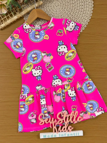 Vestido Infantil Momi Rosa Etiquetas Hello Kitty