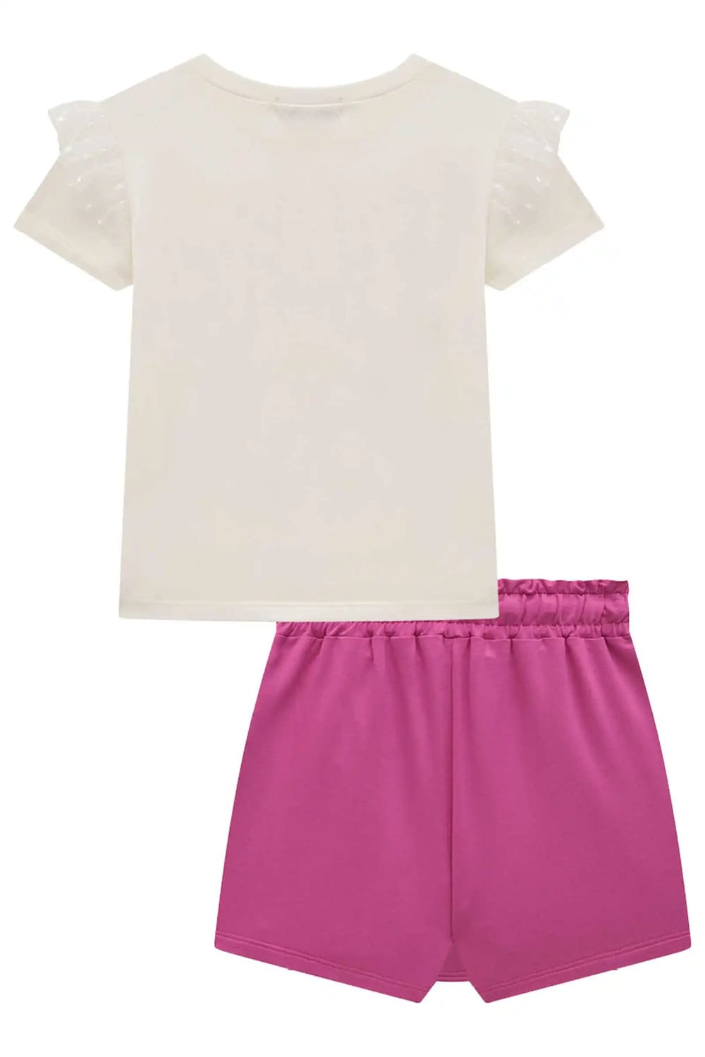 Conjunto Infantil Kukie Verão Com Shorts Saia Rosa e Blusa Ursinha