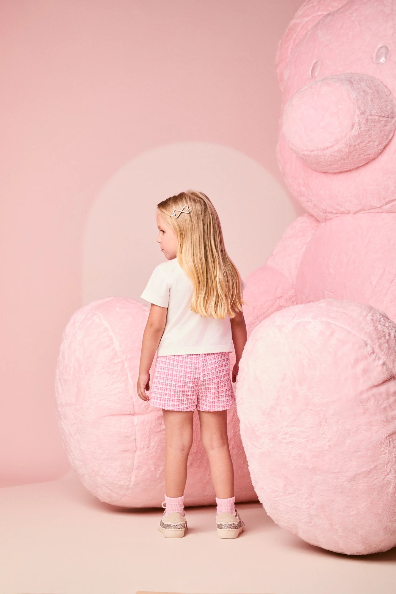 Conjunto Infantil Momi Inverno com Shorts Saia e Blusa Manga Longa Rosa Tweed