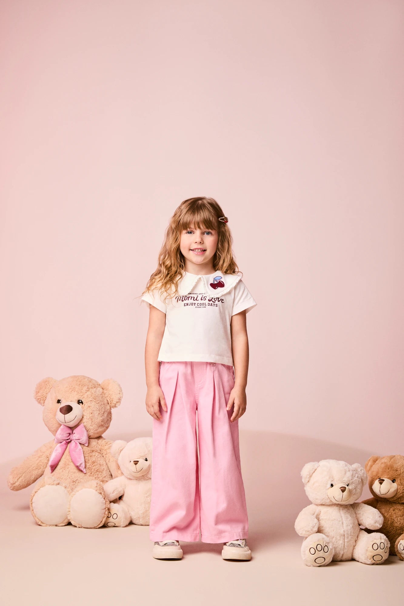 Blusa Infantil Momi Inverno Manga Curta Branca Cerejinha