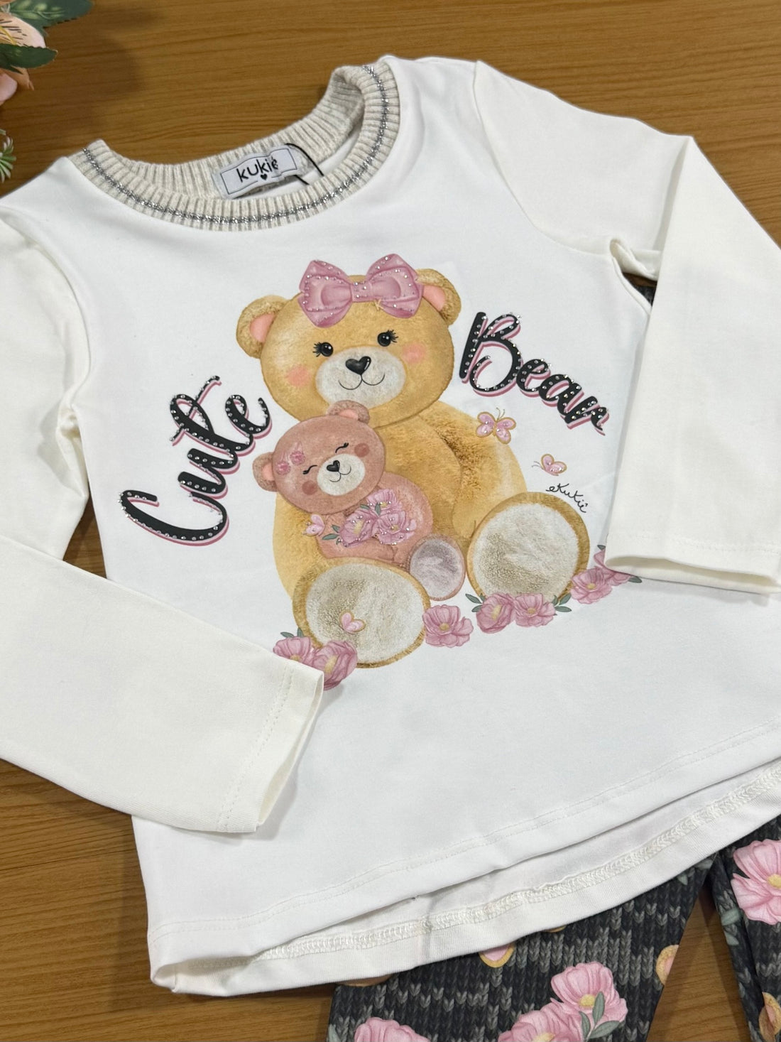 Conjunto Infantil Kukiê Inverno com Calça Legging Verde e Blusa Manga Longa Ursinhas