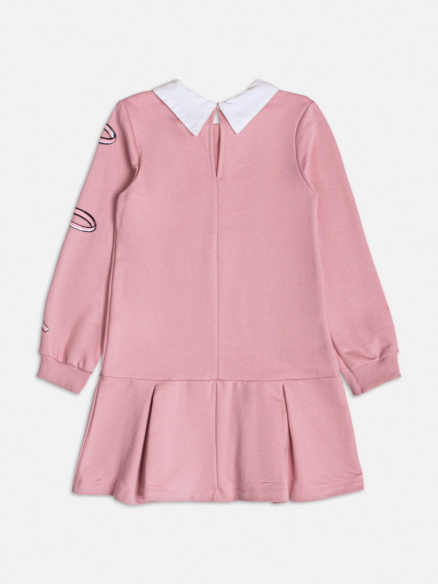 Vestido Infantil Momi Inverno Rosa Lacinho com Strass