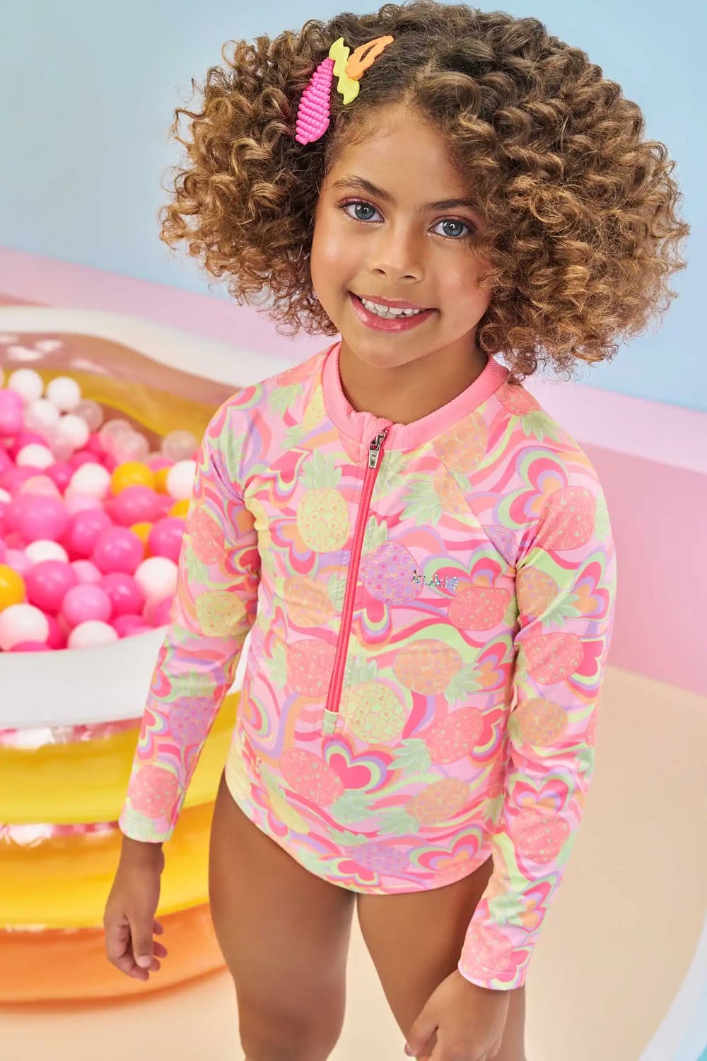 Maiô Infantil Manga Longa Kukie Verão Tropical