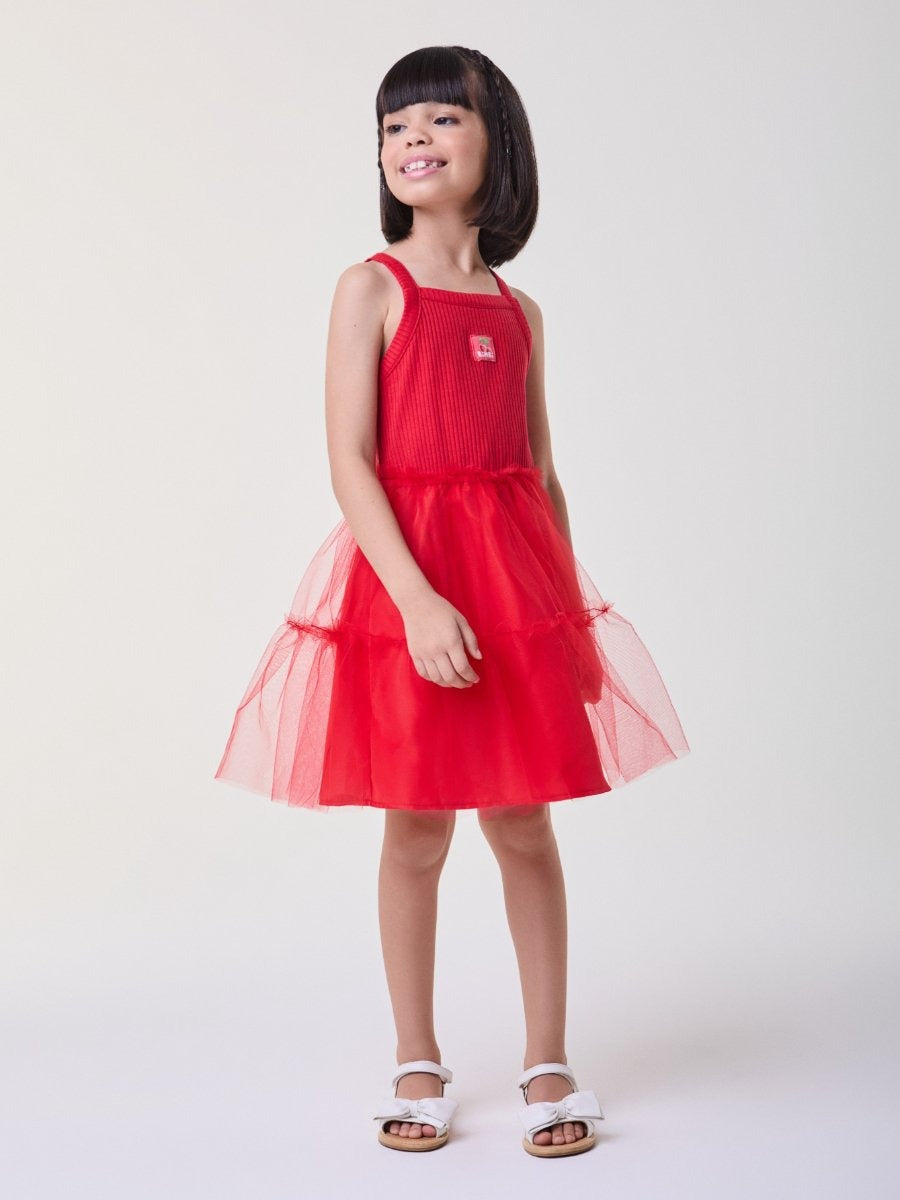 Vestido Infantil Bimbi Verão Vermelho Cerejinha