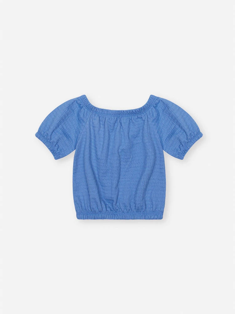 Conjunto Infantil Cinti Verão com Shorts Estampado Lider de Torcida e Blusa Azul