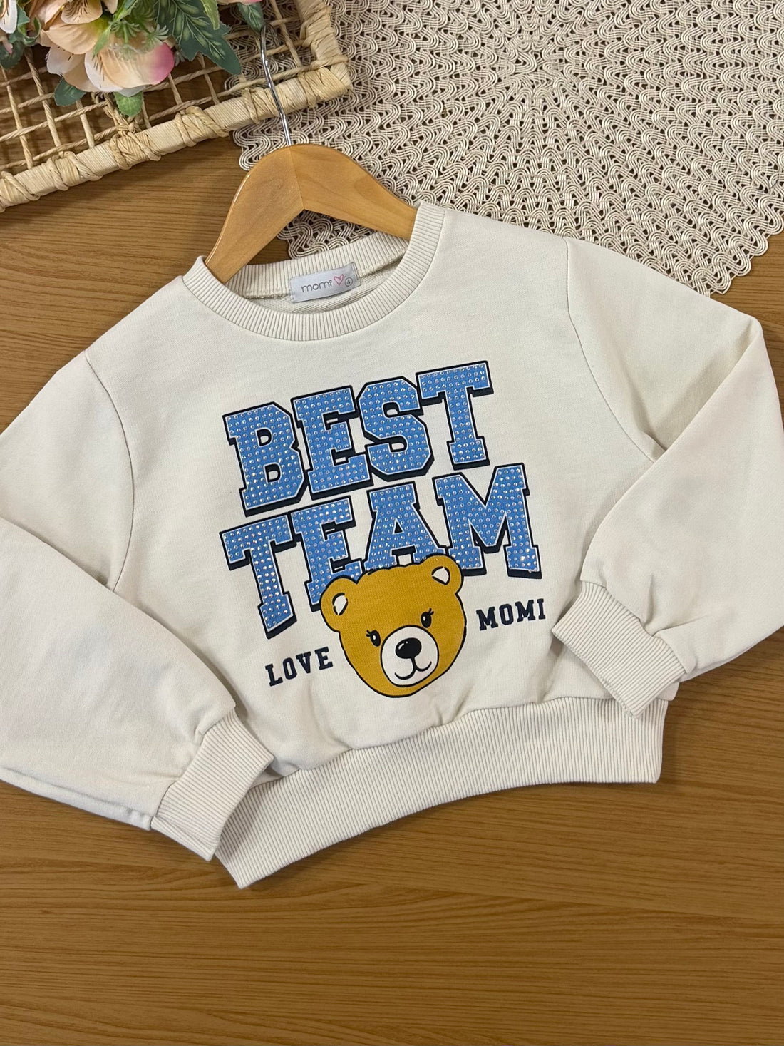 Conjunto Infantil Momi Inverno com Saia Azul e Moletom sem Flanela Best Team