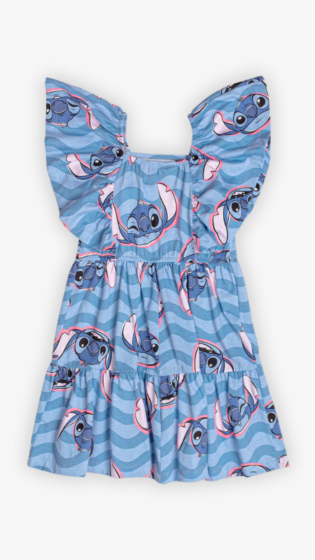 Vestido Infantil Momi Verão Azul Stitch Disney