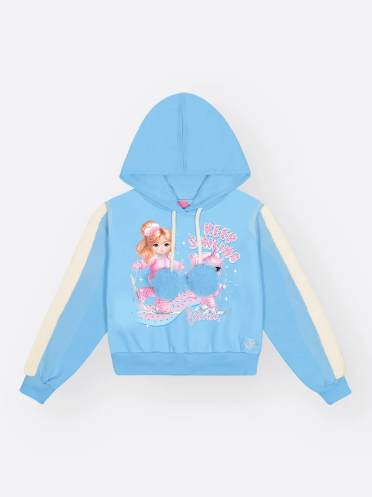 Conjunto Infantil Cinti Inverno com Calça e Moletom Flanelado Azul Menininha e Unicórnio