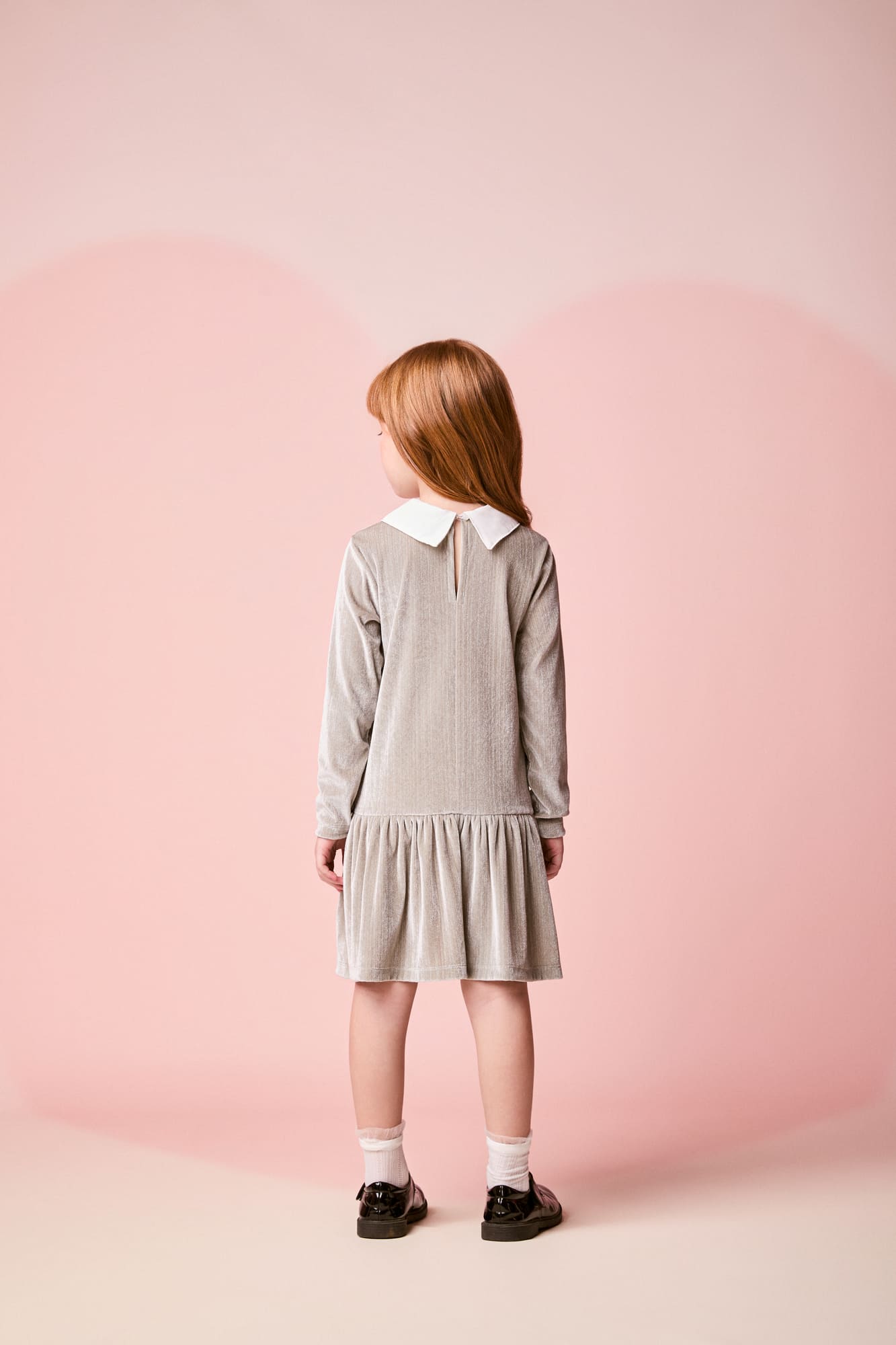 Vestido Infantil Momi Inverno Cinza Lacinho
