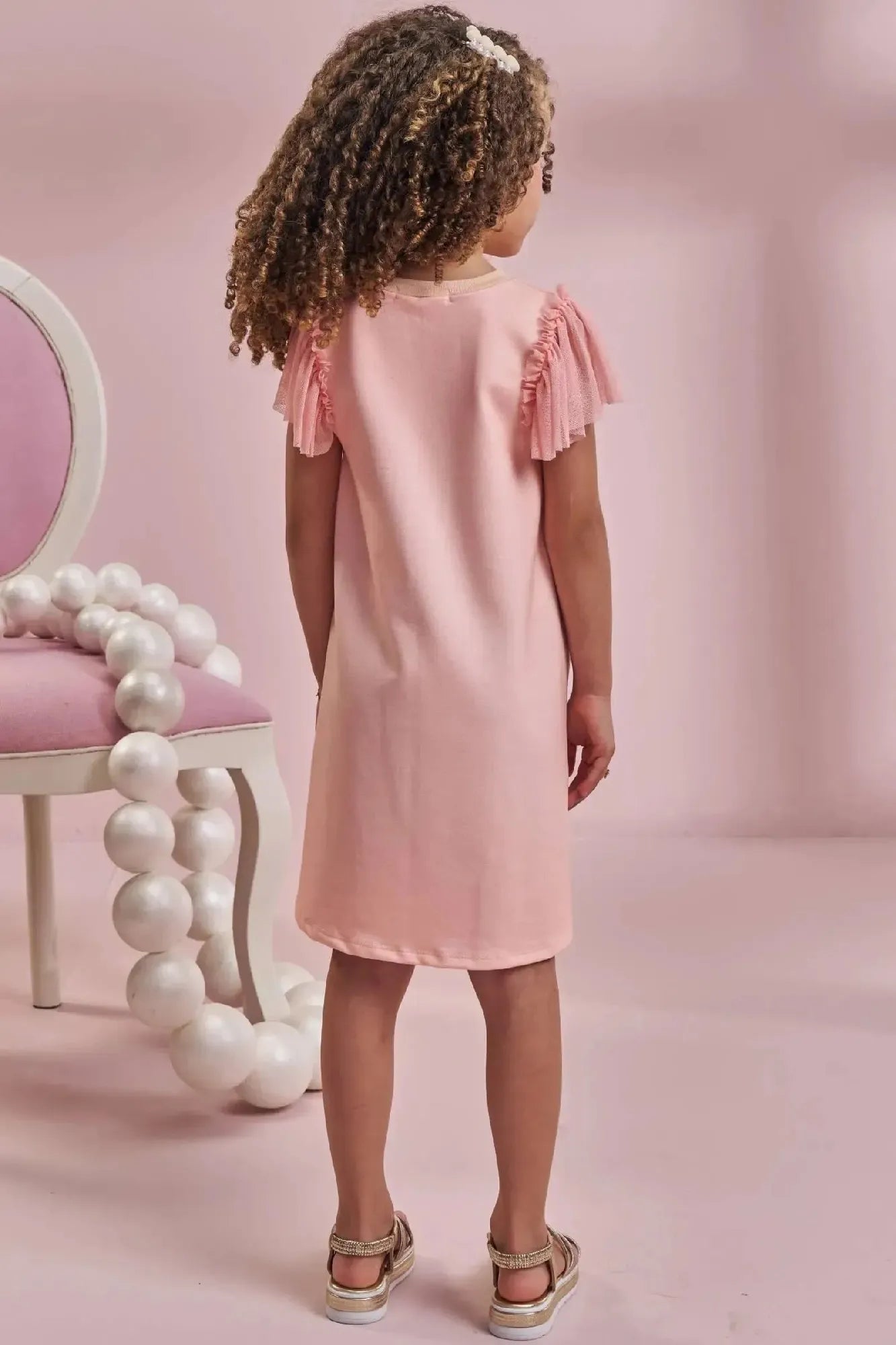 Vestido Infantil Kukiê Salmão Ursinha Paris