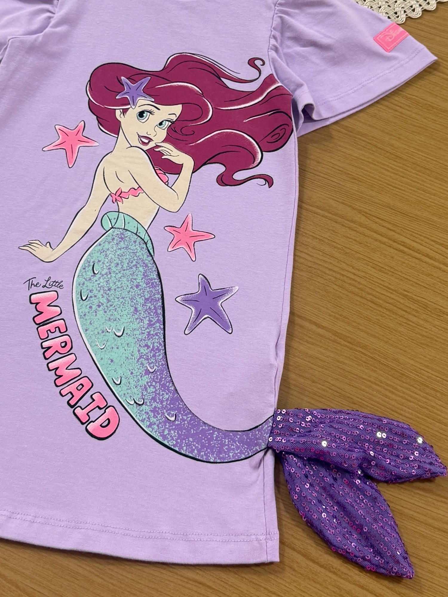Vestido Infantil Momi Verão Lilás Pequena Sereia Disney