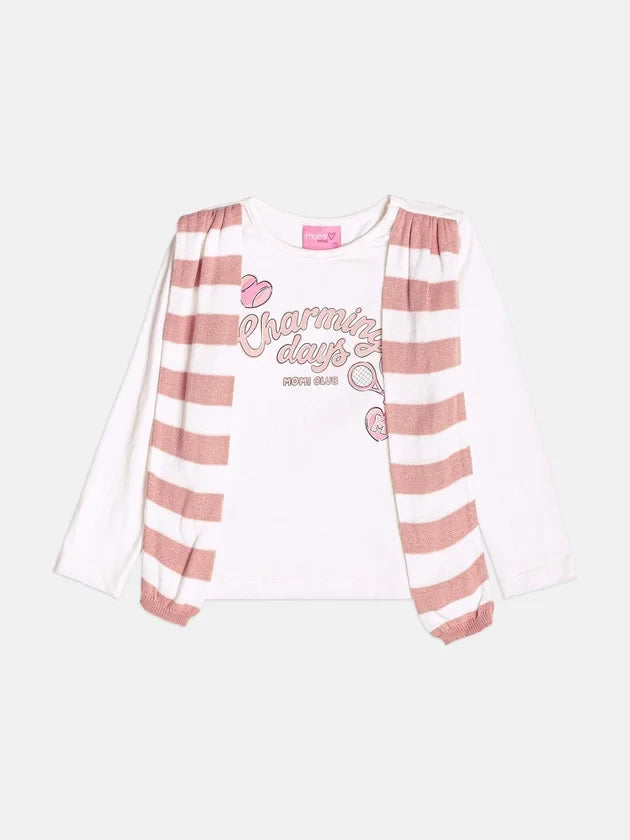 Conjunto Infantil Momi Inverno com Saia Rosa e Blusa Manga Longa Charming Days
