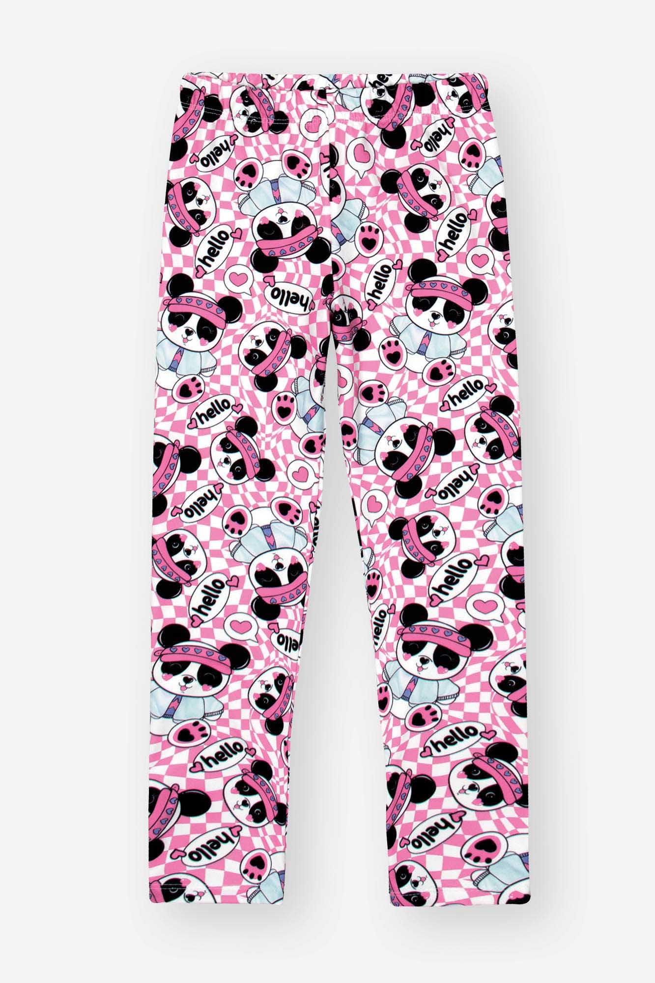 Conjunto Infantil Cinti Inverno Calça Legging e Moletom Flanelado Rosa Panda