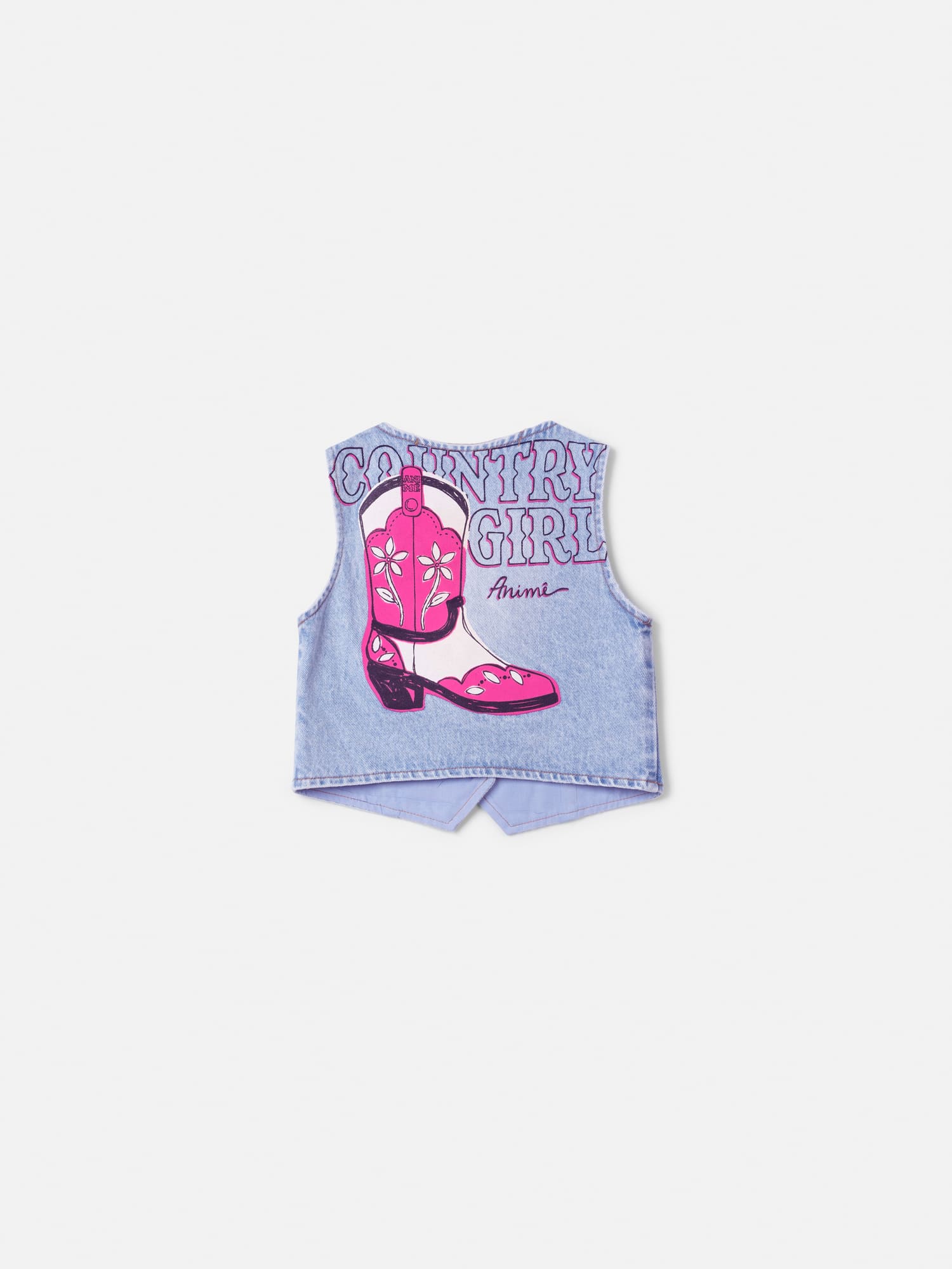 Colete Infantil Animê Verão Jeans Country Girl