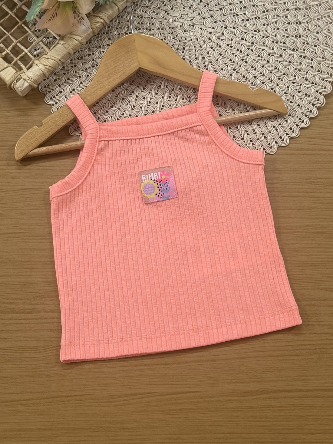 Conjunto Infantil Bimbi Verão com Saia e Blusa Laranja Flor