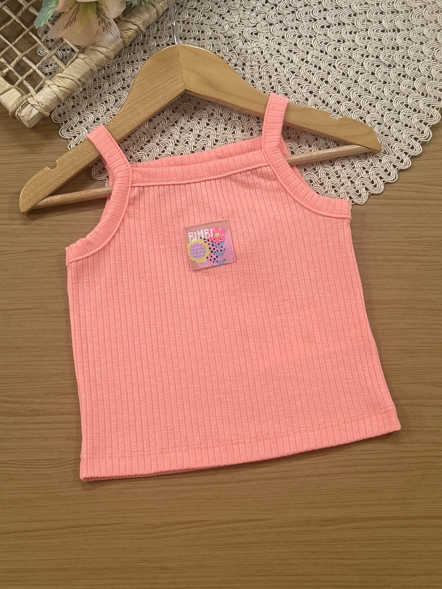 Conjunto Infantil Bimbi Verão com Saia e Blusa Laranja Flor