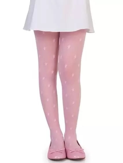 Meia Calça Infantil Lobinha Lupo Fina Estrelinha Fio 20 Rosa
