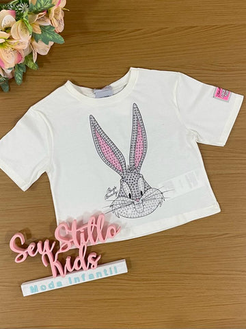 Blusa Infantil Momi Verão Branca Pernalonga