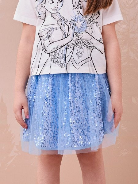 Conjunto Infantil Momi Inverno com Saia e Blusa Azul Frozen Disney