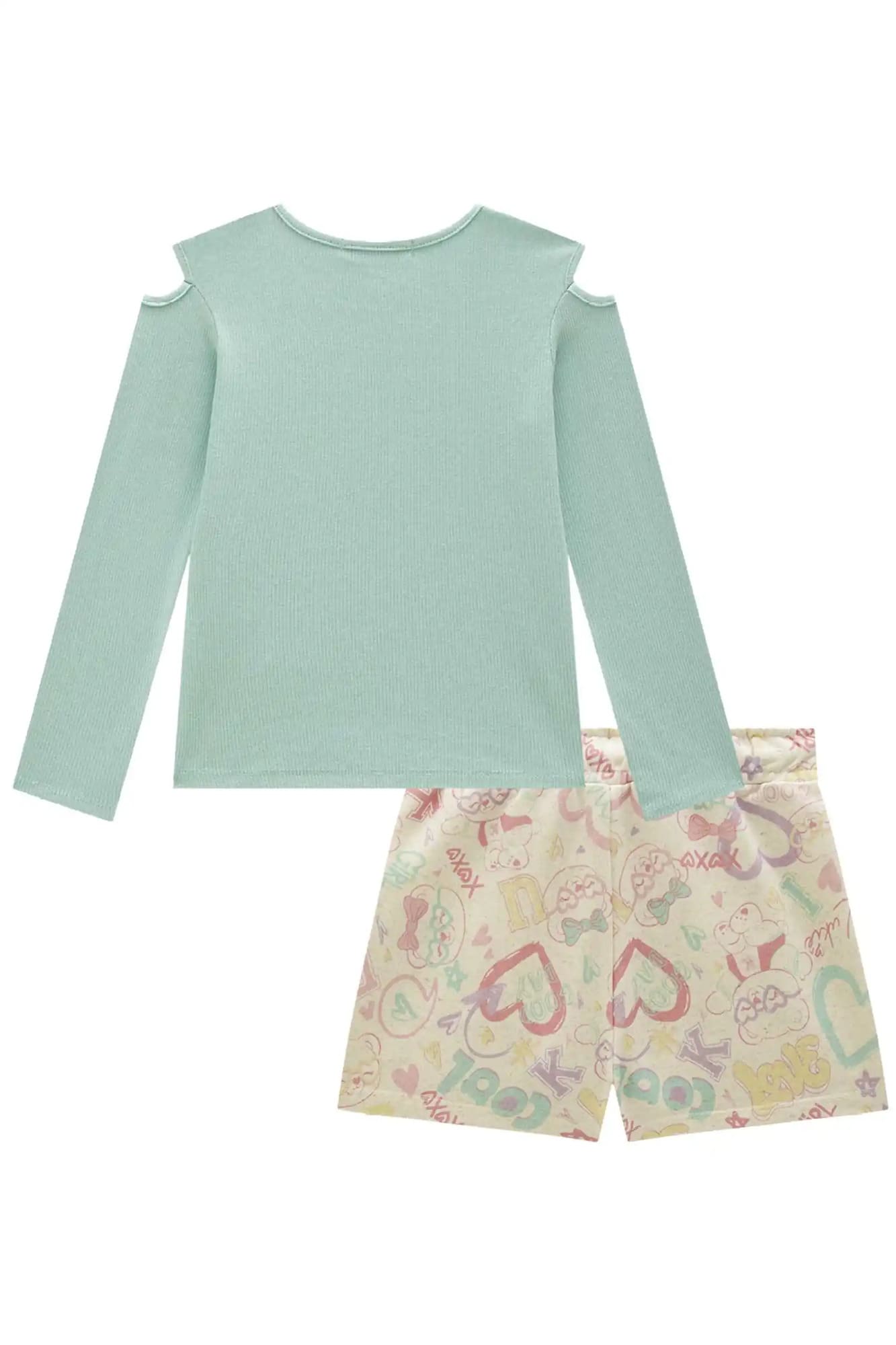 Conjunto Infantil Kukiê Inverno com Shorts e Blusa Manga Longa Azul Love