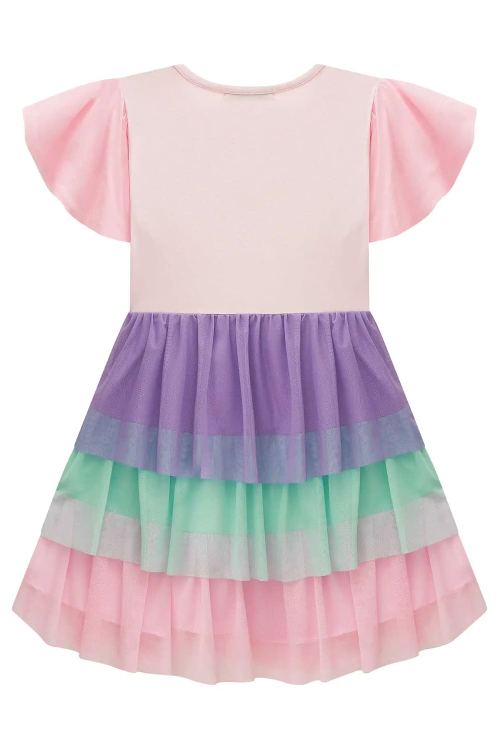 Vestido Infantil Kukie Verão Colorido Tule Unicórnio