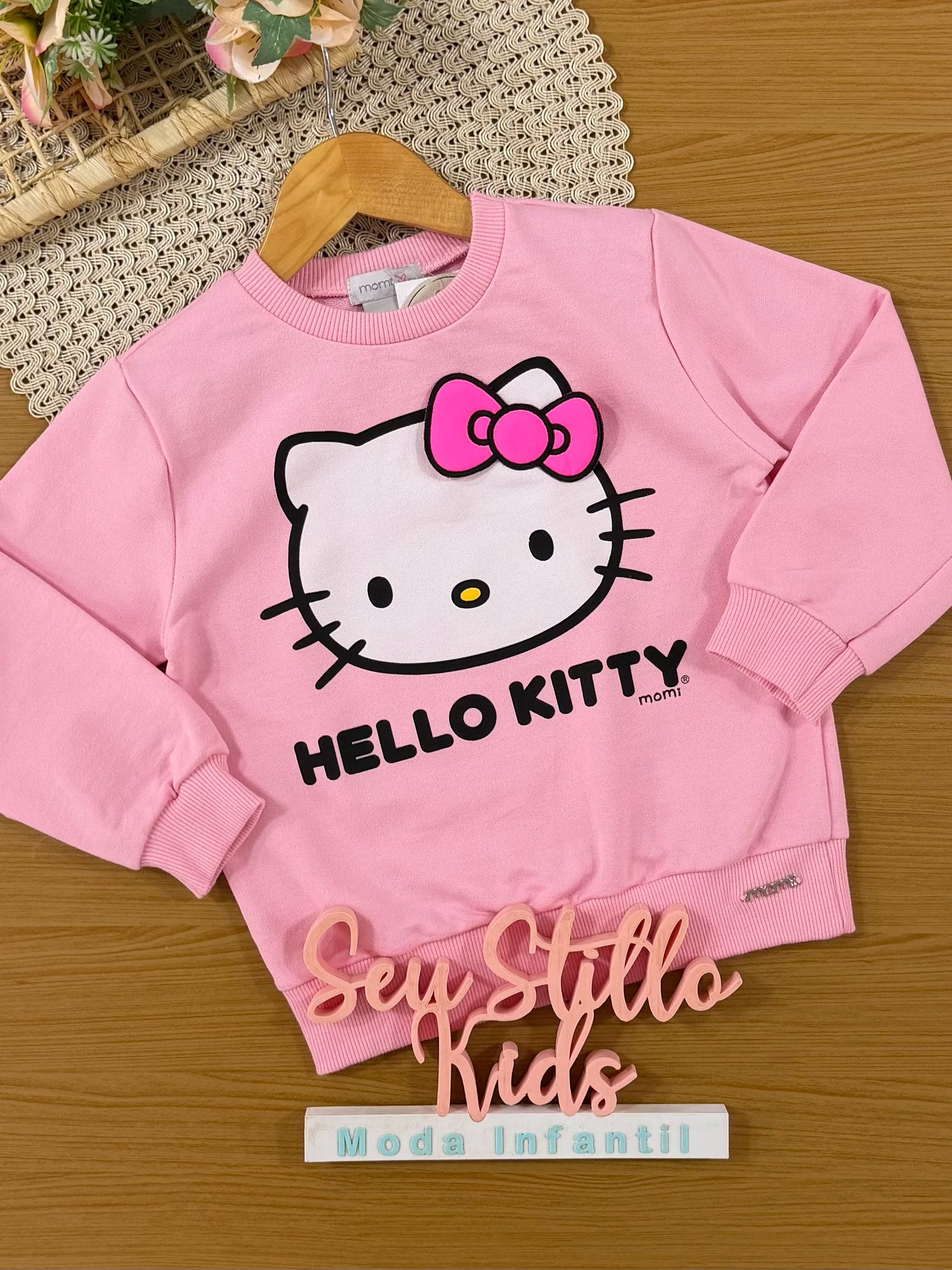 Moletom Infantil Momi Inverno Rosa Hello Kitty