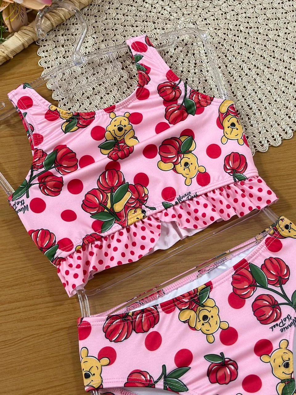 Biquíni Infantil Momi Rosa Pitanga Ursinho Pooh