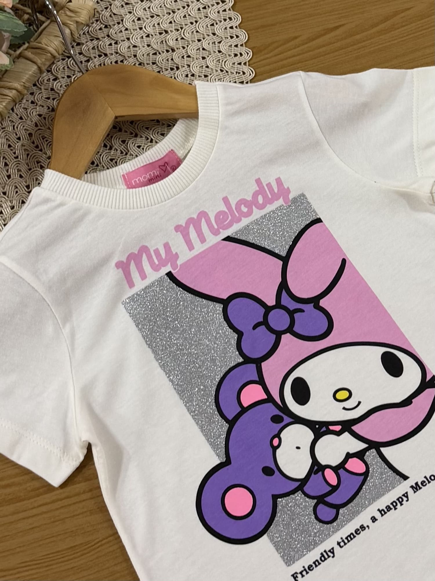 Blusa Infantil Momi Inverno Manga Curta Branca My Melody